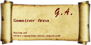 Gemeiner Anna névjegykártya